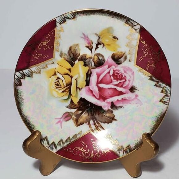 Del Coronado Teacup and Saucer Pink Yellow Roses Vintage - Picture 6 of 10